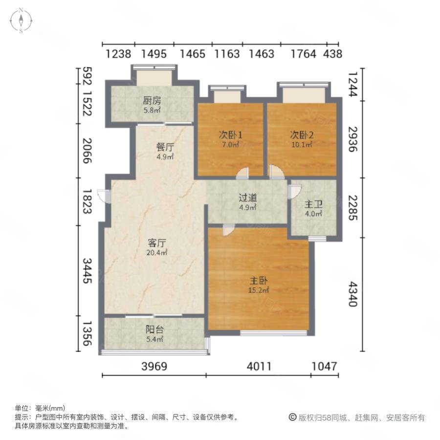 春丰花园3室2厅1卫102.6㎡南135万