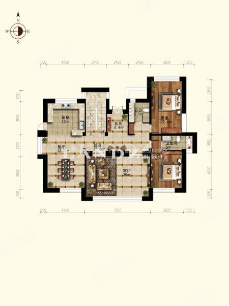 中国院子5室4厅5卫400.66㎡南北2288万