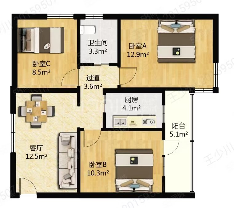 育慧里二區(qū)3室1廳1衛(wèi)81.18㎡南495萬