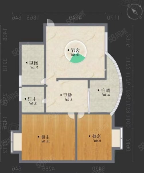 美仙山花苑一期2室2厅1卫86㎡南105万