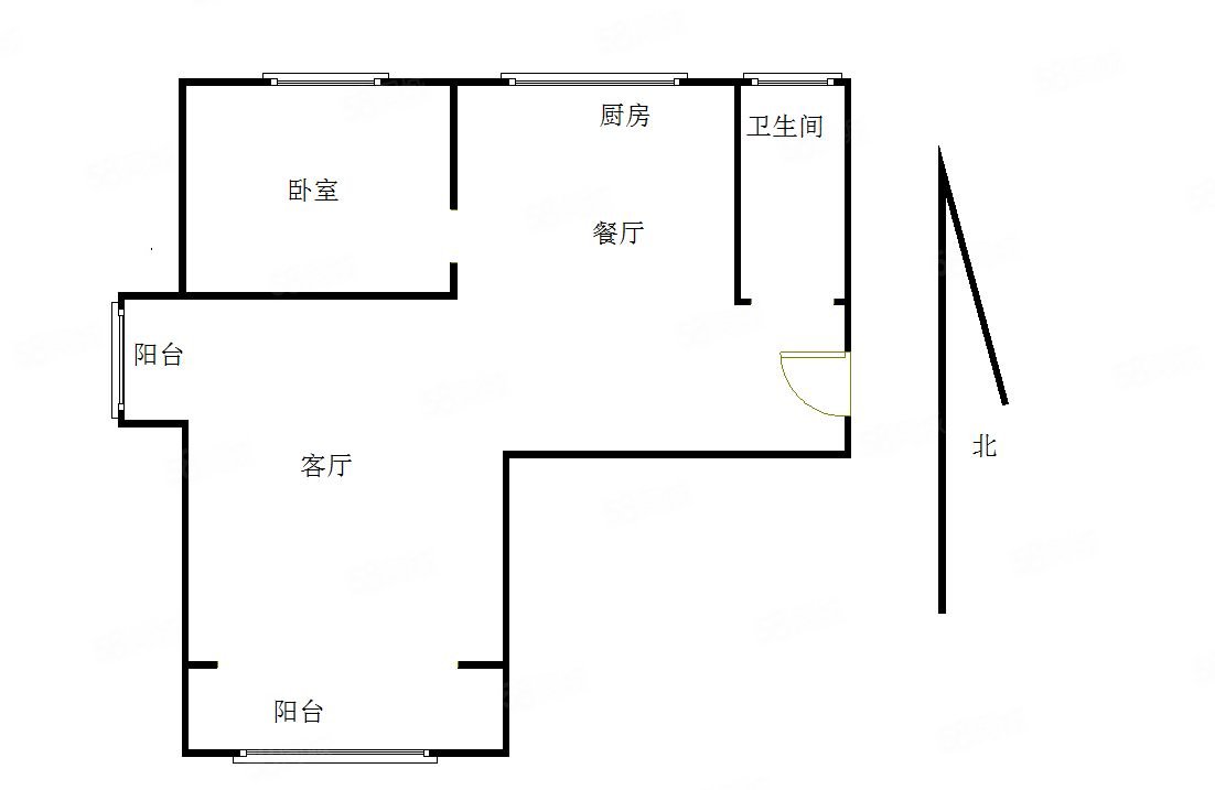 香邑溪谷2室1厅1卫82㎡南北57万