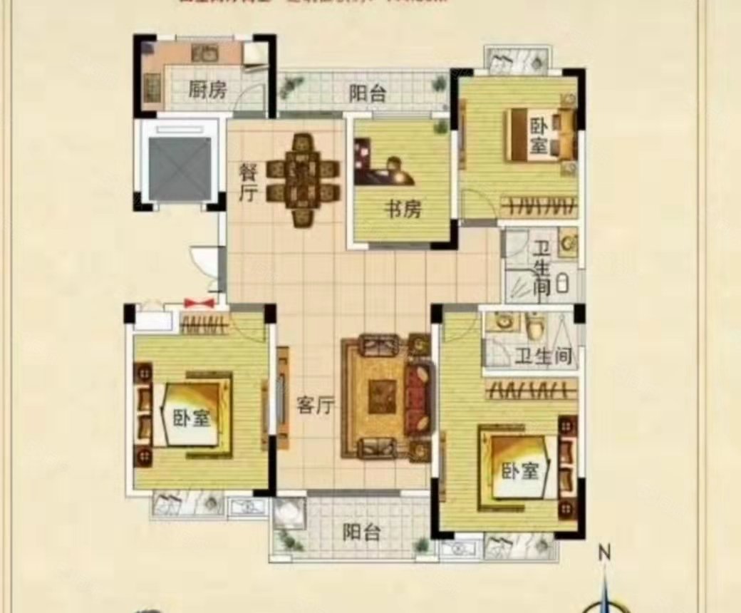 中盛世纪城B区3室2厅2卫110㎡南59.9万