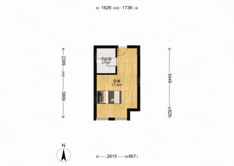 角美万达广场(商住楼)1室1厅1卫32㎡南北15.5万