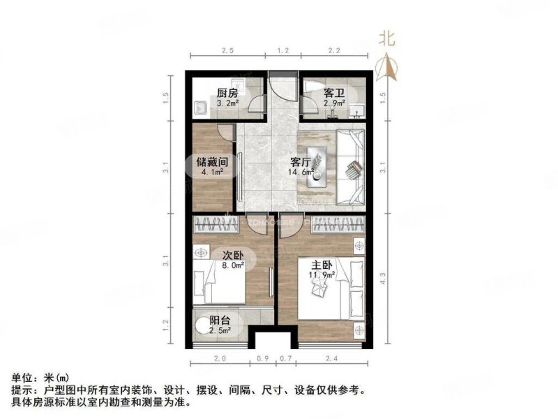 香港国际(商住楼)2室1厅1卫61.01㎡南43万
