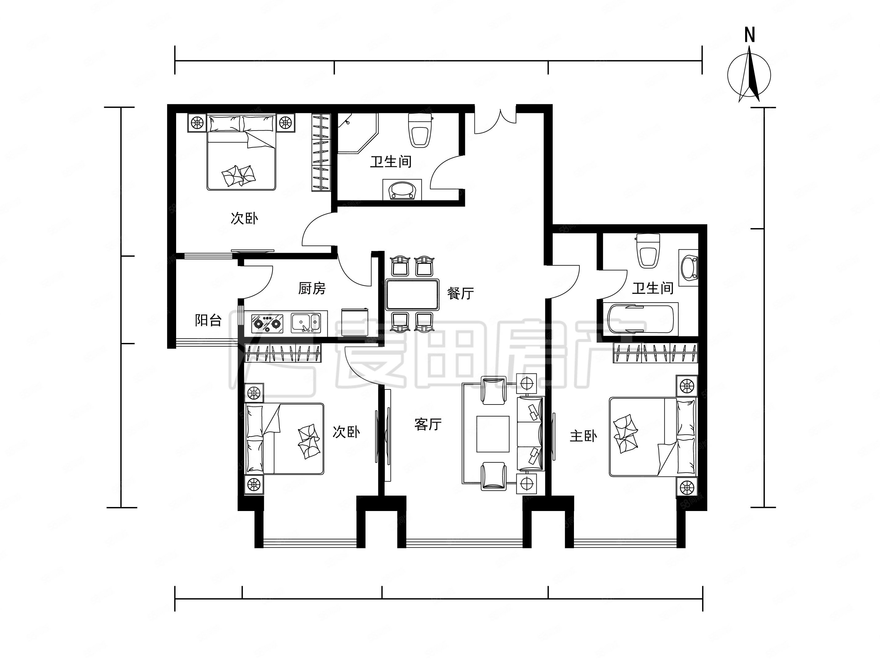 林海之上6层全屋博洛尼客厅双卧室朝南润泽公馆精装修