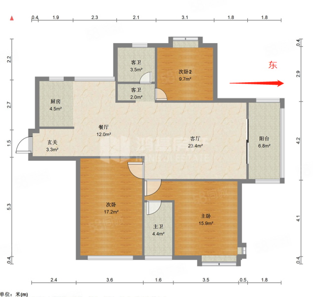 香逸澜湾3室2厅2卫128.56㎡南北242万