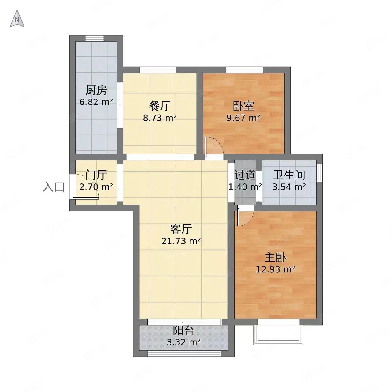 三鑫花园2室2厅1卫86㎡南北35万