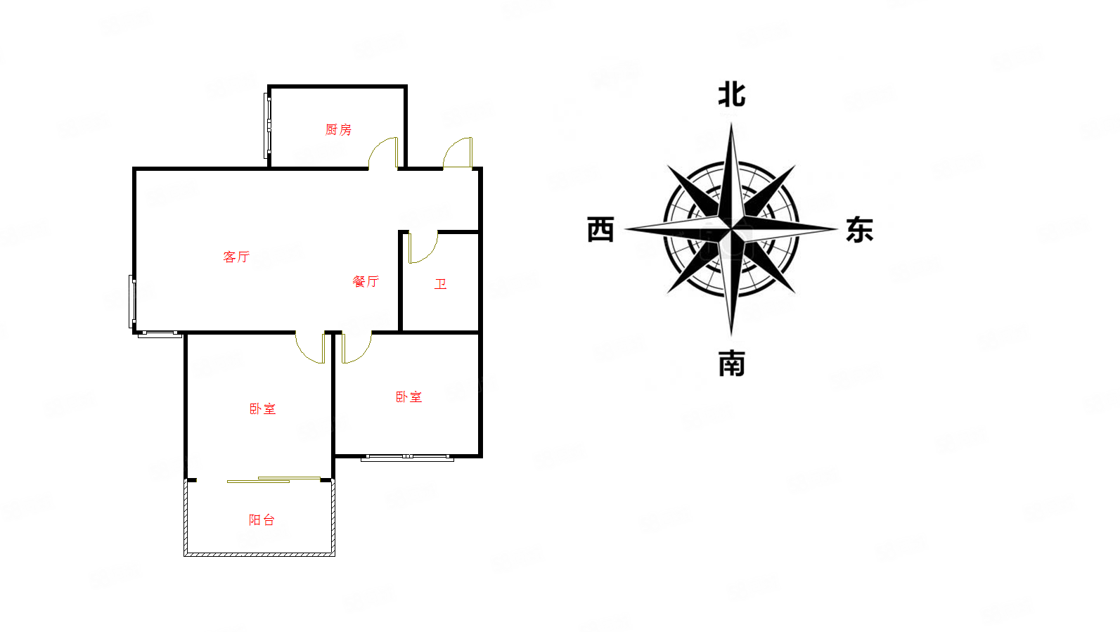 凤舞家园2室2厅1卫60㎡南北125万