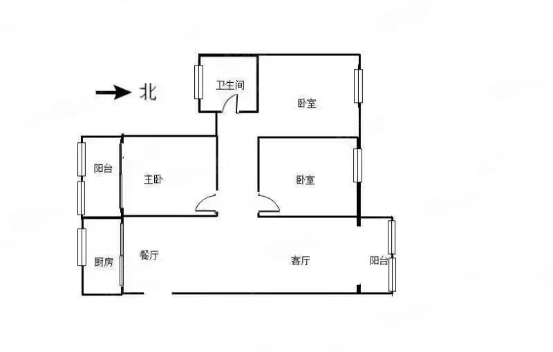 新民花园3室2厅1卫130㎡南北58万