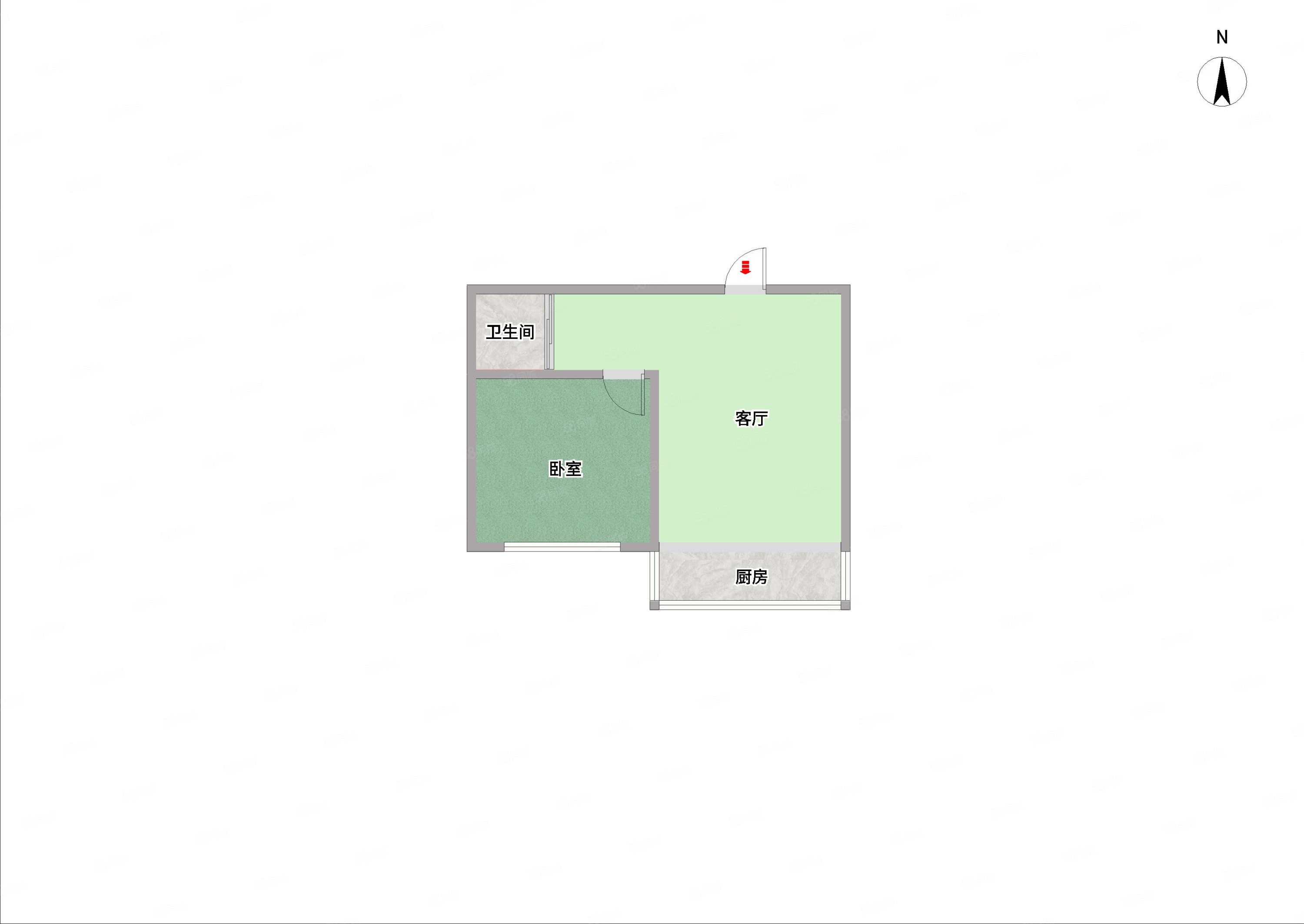 艳粉(三期)1室1厅1卫40㎡南25.8万