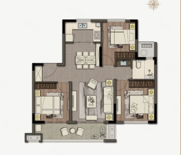 滨湖天地3室2厅1卫88.19㎡南北192万