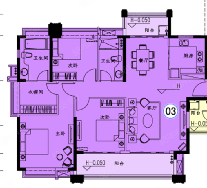 珠光御景壹号3室2厅2卫140.01㎡南北1280万