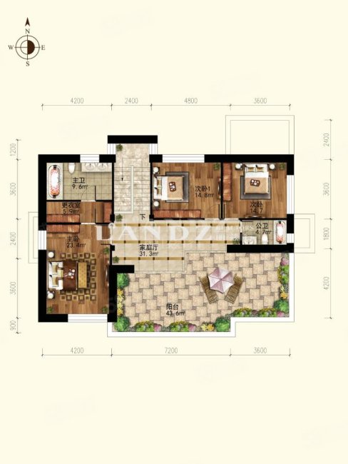 中国院子5室4厅5卫400.66㎡南北2288万