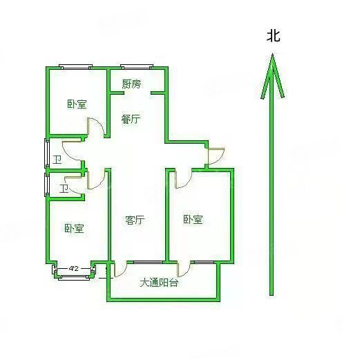 锦绣学府3室2厅2卫130㎡南北175万