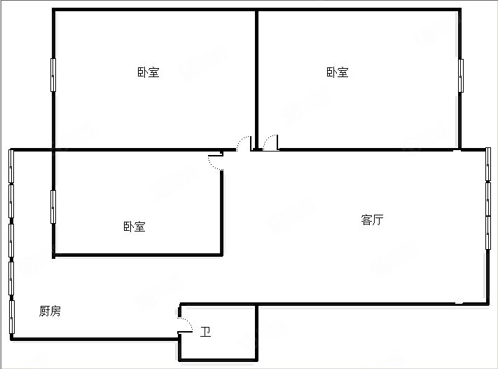云南省第二建筑安装公司宿舍3室2厅1卫68.85㎡南北57万