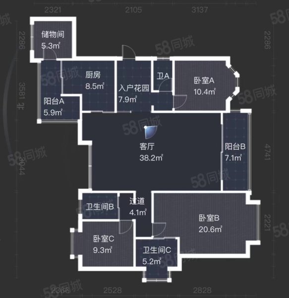 水木清华园3室2厅3卫146㎡南北530万