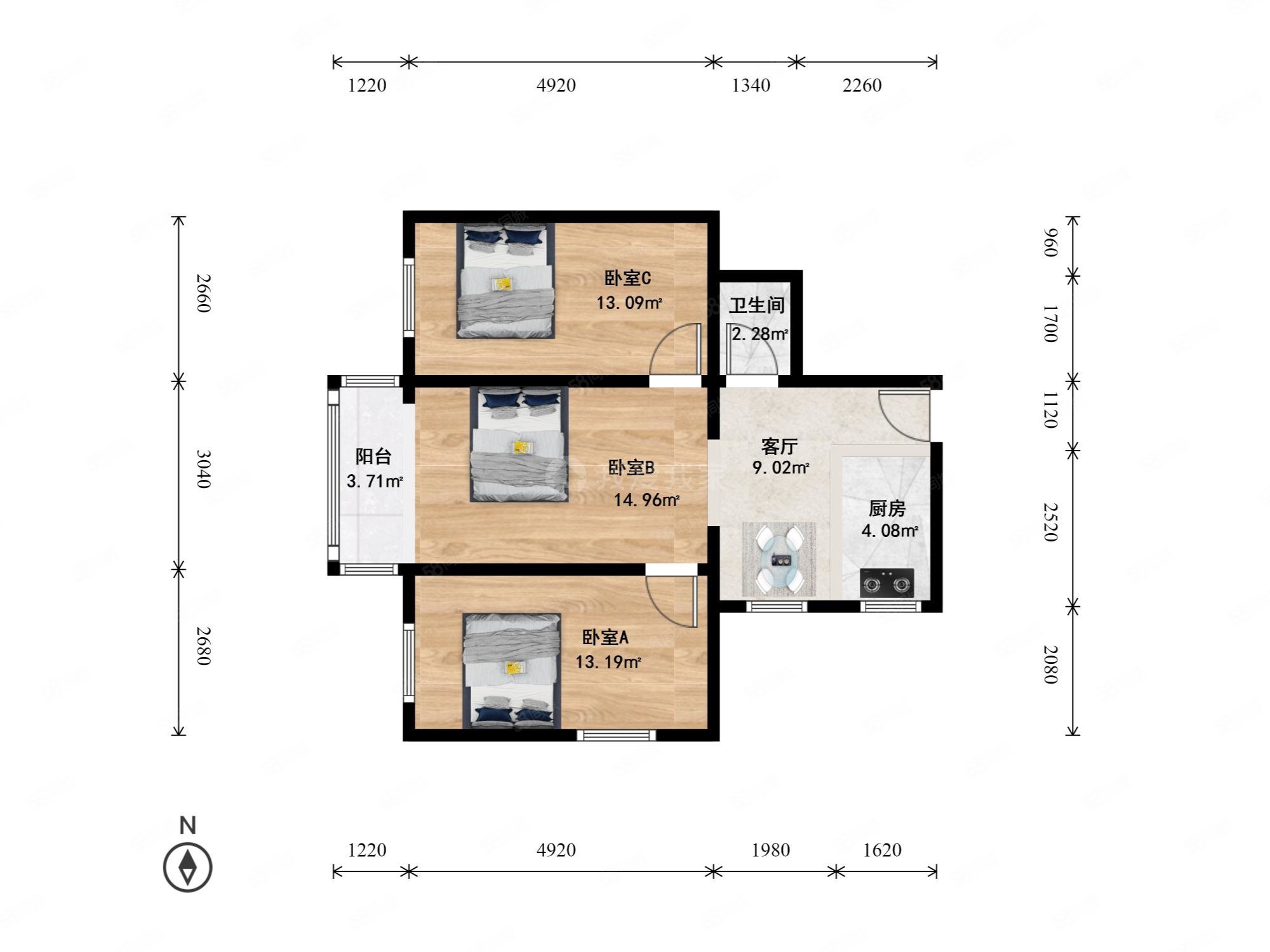 建筑设计家属院3室1厅1卫79.6㎡西南799万