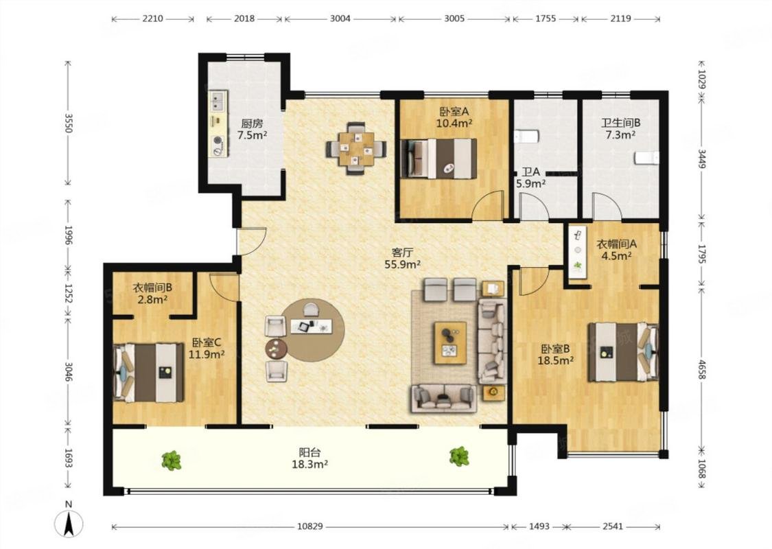 奥正诚园(北区)3室2厅2卫171㎡南北365万