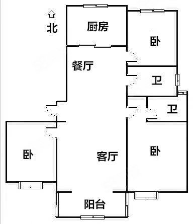 港湾新城3室2厅2卫134㎡南北77万