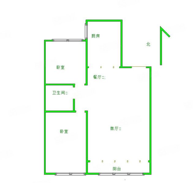 直隶新城文苑2室2厅1卫101㎡南北98万