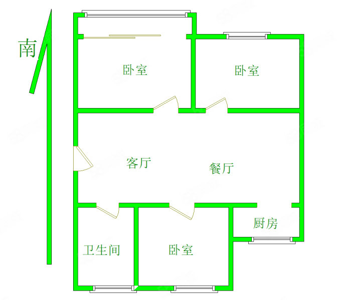 华夏星辰3室2厅1卫97㎡南北100万