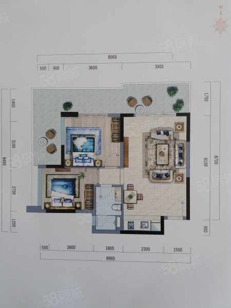 富力月亮湾2室1厅1卫75.15㎡南73万