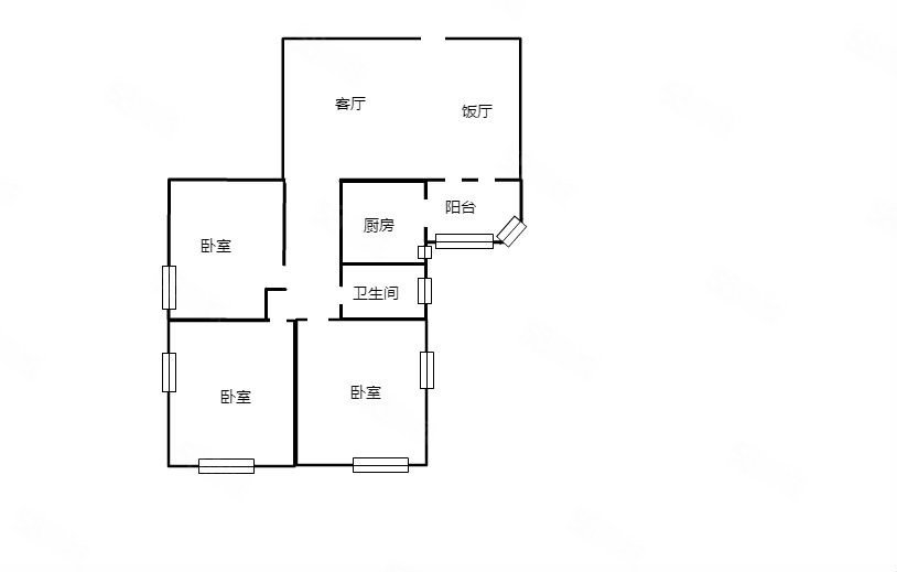 德荣小区3室2厅1卫92㎡西南500万