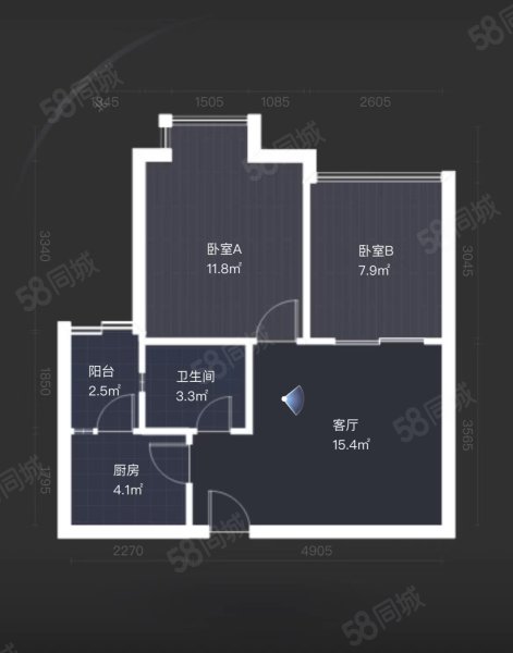 七彩花都B区(2期)2室1厅1卫52.64㎡南56万