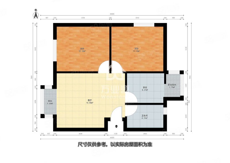 晴景家园2室1厅1卫74㎡西北64万