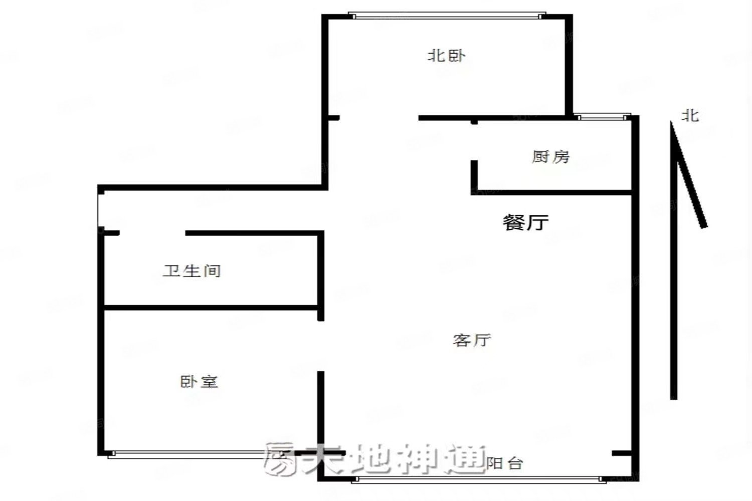 育龙铭居2室1厅1卫65.81㎡南北160万