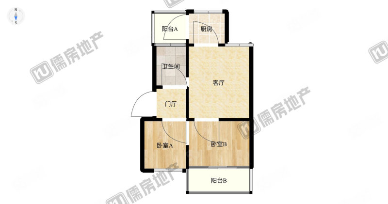 龙河南路46号楼2室2厅1卫72㎡南北83万