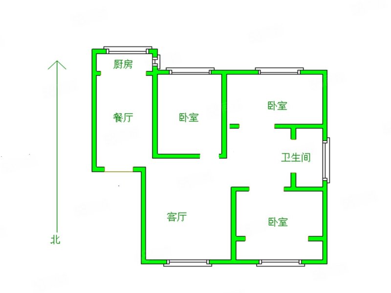 新世纪小区3室2厅1卫113㎡南北109万