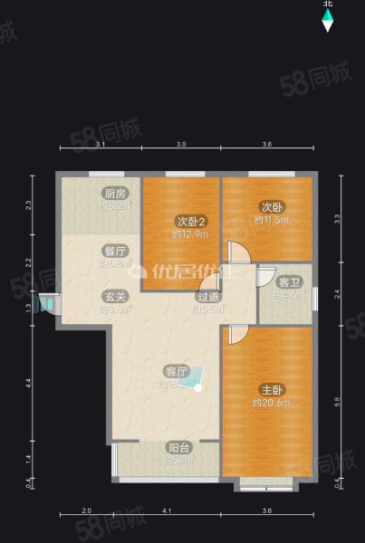 港汇花园3室2厅1卫134㎡南北83万