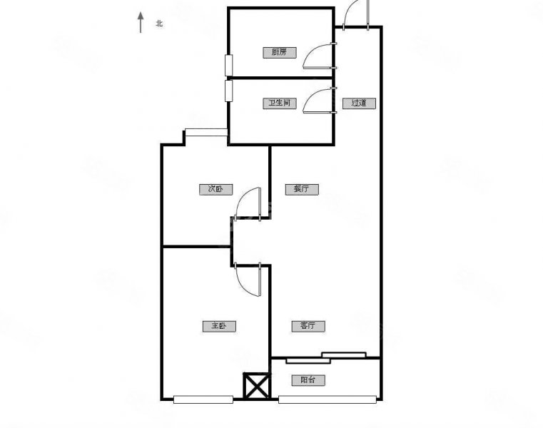 外滩1号2室2厅1卫91㎡南北109万