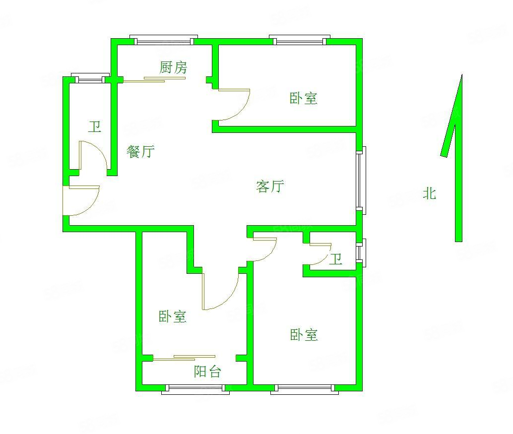 顺都府君顶3室2厅2卫122.56㎡南北115万