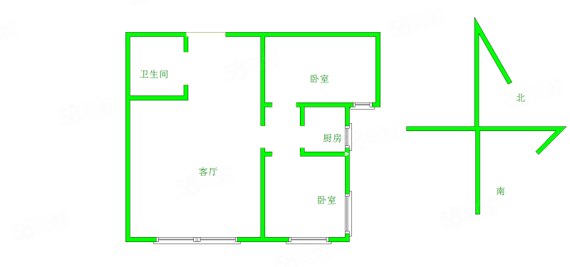 北湖十六峰2室2厅1卫94.85㎡南北80万