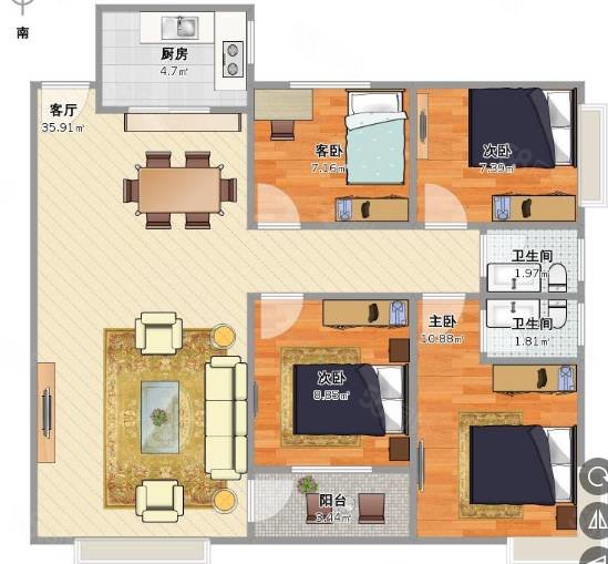 金泽园4室2厅2卫148㎡东西72万