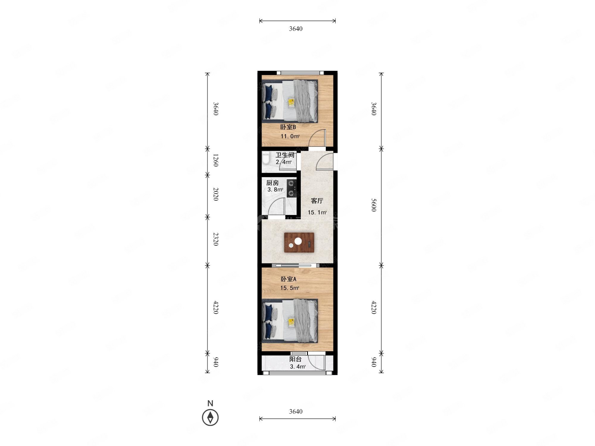 普惠南里2室1廳1衛(wèi)51.7㎡南北310萬