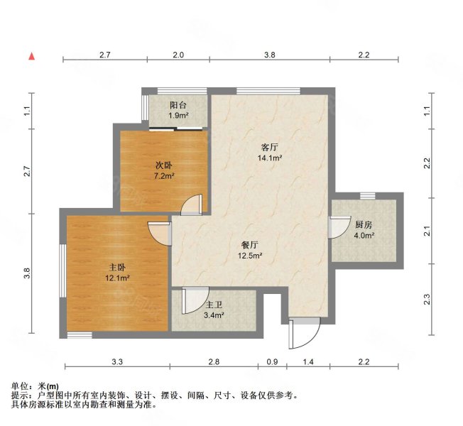 润景苑2室1厅1卫86.82㎡南北125万