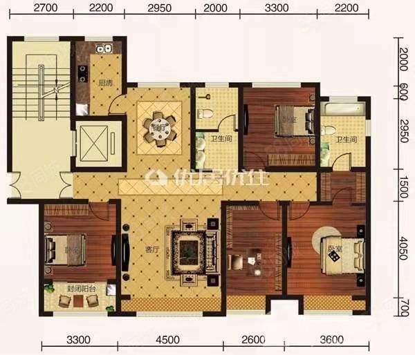 玉园楼4室2厅2卫205㎡南北54万