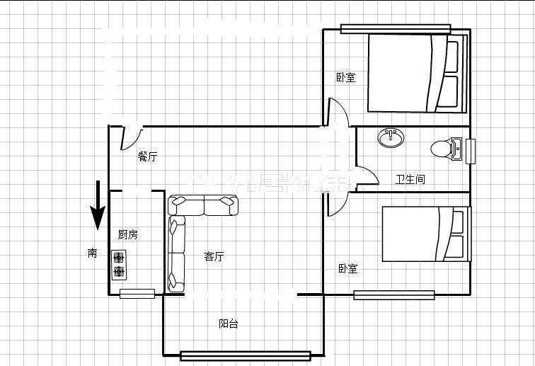 天宁园住宅小区2室2厅1卫96㎡南北60万