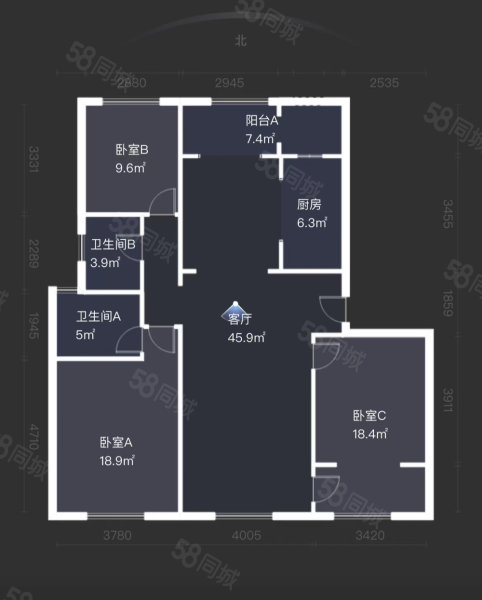 佳木公园1983室2厅2卫157㎡南北110万