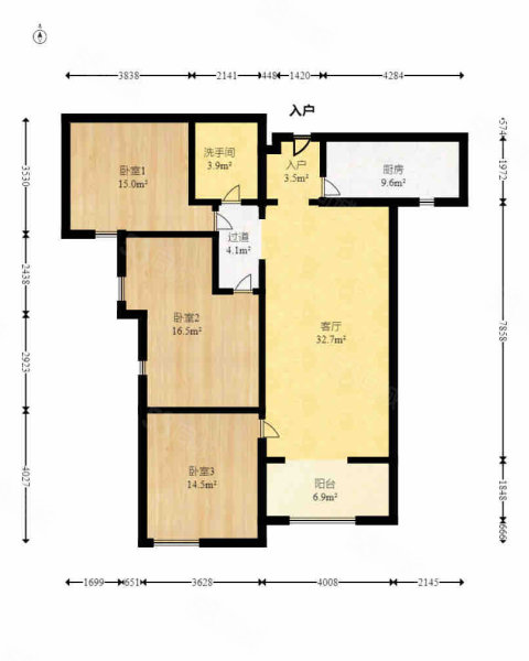 建发中央公园3室2厅2卫98.55㎡南北154.8万