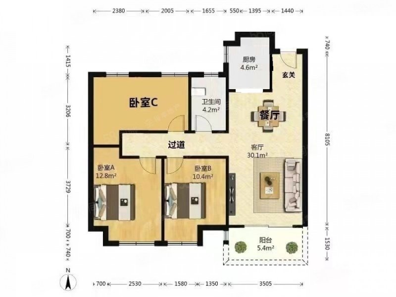 安徽合肥滨湖新区环湖CBD中海滨湖公馆南北方向4室2厅1卫98.7㎡总价229万