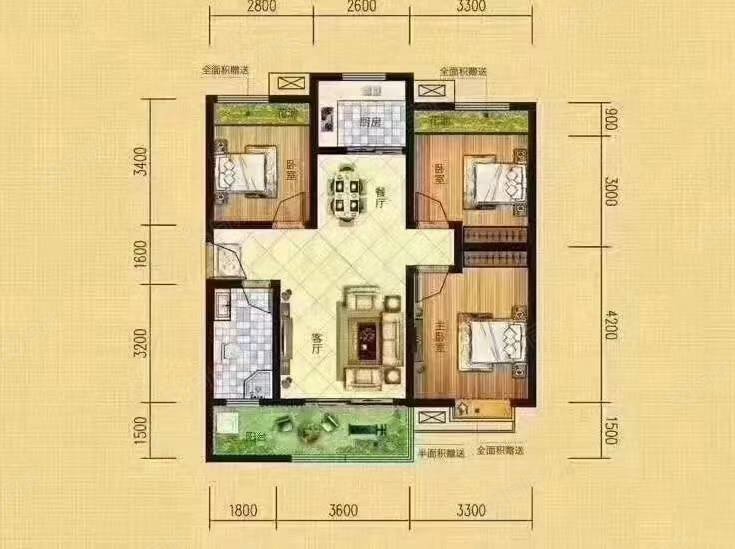 乾基九境城3室2厅1卫94㎡南北80万