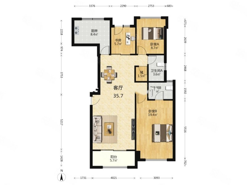 建发养云3室2厅2卫120.22㎡南北799万