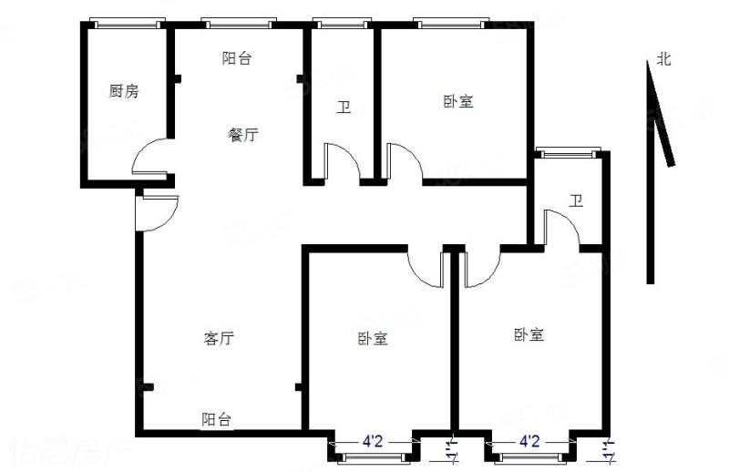 偃师亚新橄榄城(一期)3室2厅2卫138㎡南北90万