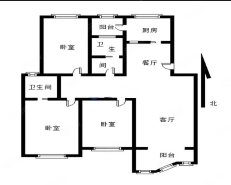 城北名人花园3室2厅2卫120㎡南北110万