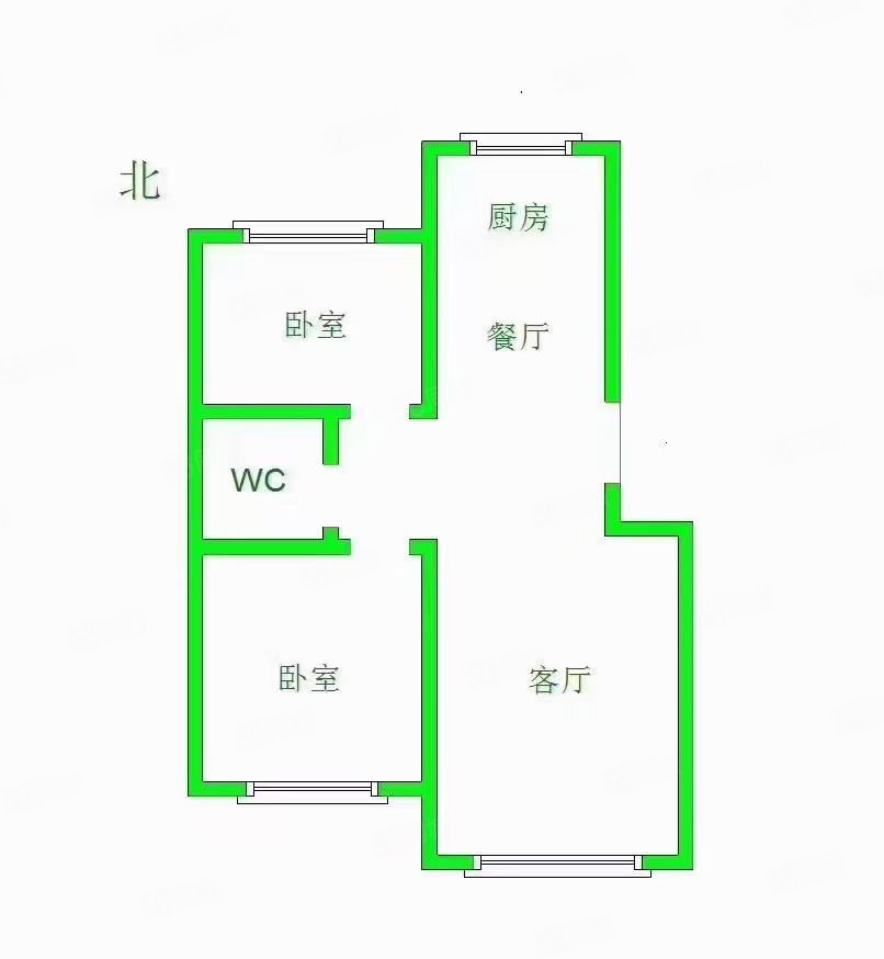 滨海花园2室2厅1卫104㎡南北41万