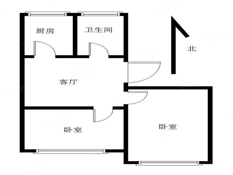 沧顺路小区2室1厅1卫55.46㎡南北89万